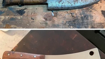 Pisau daging dulu karatan, setelah diganti gagang jadi terlihat baru. Foto: Brightside