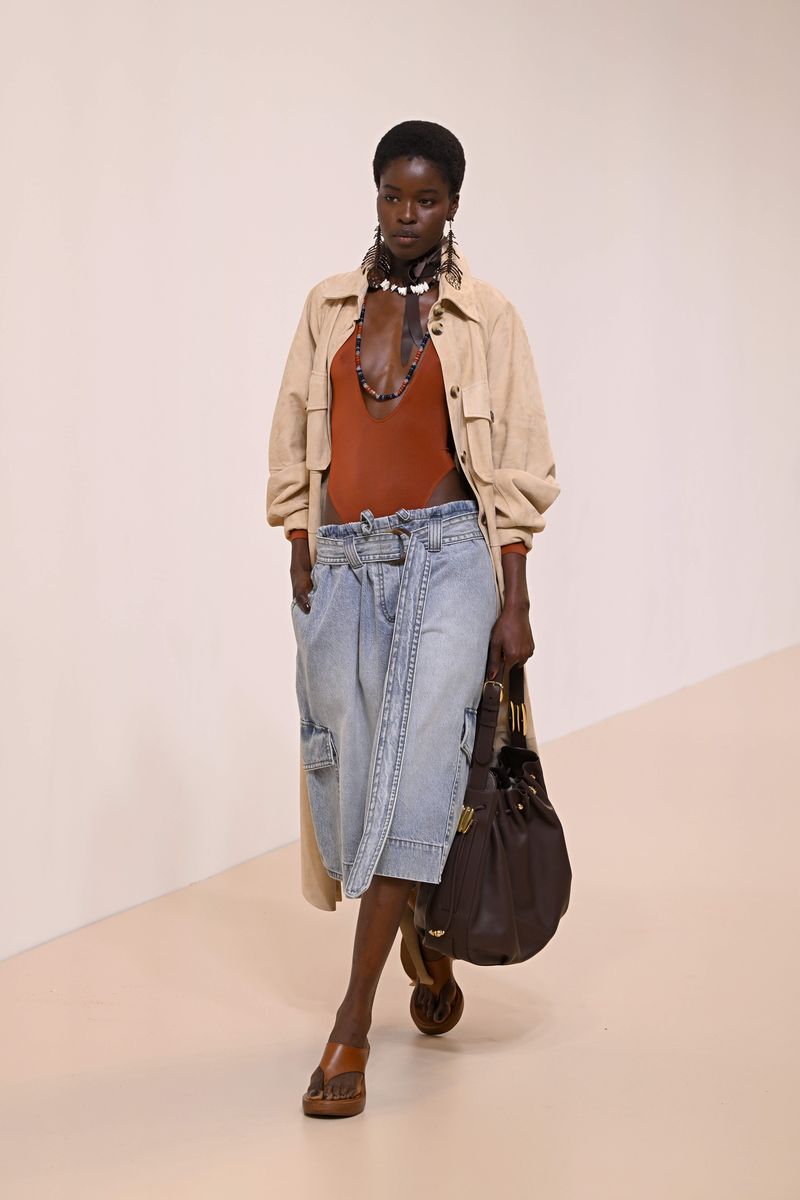 PARIS, FRANCE - SEPTEMBER 30: (EDITORIAL USE ONLY - For Non-Editorial use please seek approval from Fashion House) A model walks the runway during the Zimmermann Paris Womenswear Spring-Summer 2025 show as part of Paris Fashion Week on September 30, 2024 in Paris, France. (Photo by Kristy Sparow/Getty Images)
