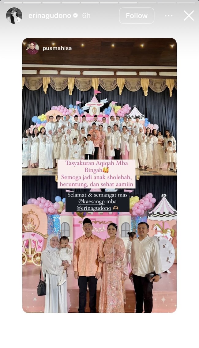 Acara akikah Bebingah tampak ramai dihadiri anggota keluarga dan kerabat dekat Kaesang dan Erina. Para tamu tersebut juga hadir kompak mengenakan busana berwarna putih. Foto: Instagram