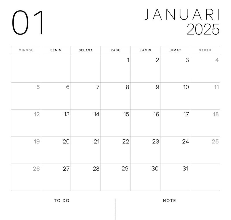 Kalender Januari 2025