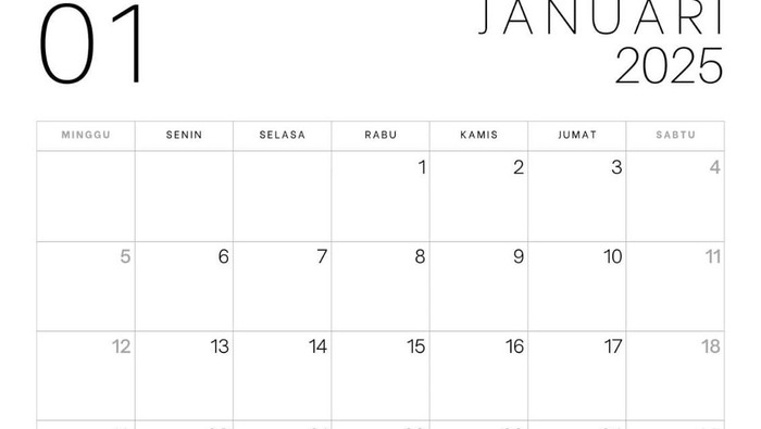 Kalender Januari 2025