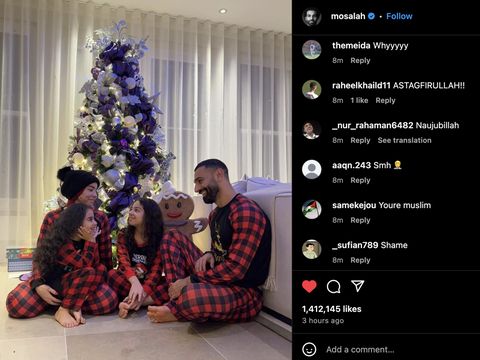 Foto Natal Mohamed Salah di Instagram banjir komentar penggemar.