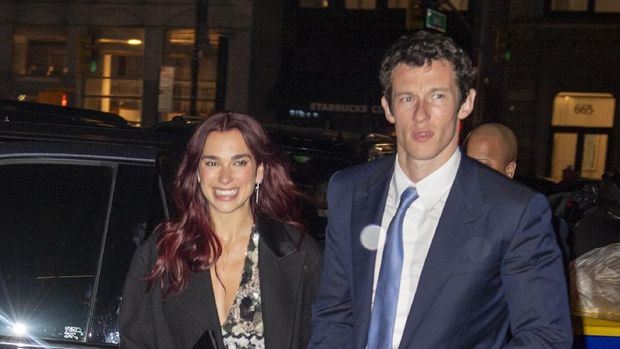 MANHATTAN, NEW YORK - APRIL 25: Dua Lipa and Callum Turner are seen going to dinner on April 26, 2024 in Manhattan, New York. (Photo by MEGA/GC Images)
