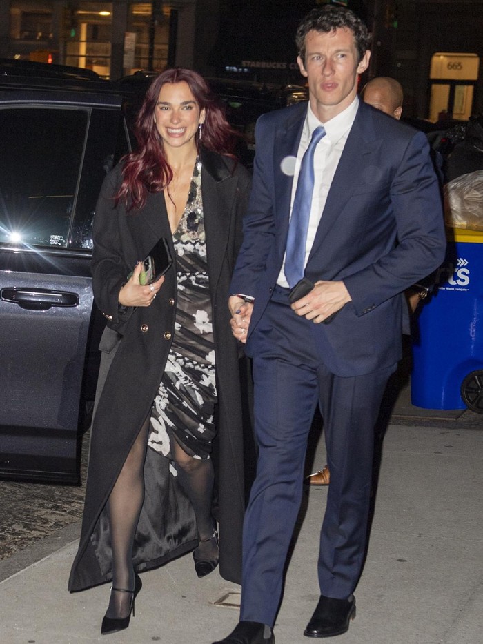 MANHATTAN, NEW YORK - APRIL 25: Dua Lipa and Callum Turner are seen going to dinner on April 26, 2024 in Manhattan, New York. (Photo by MEGA/GC Images)