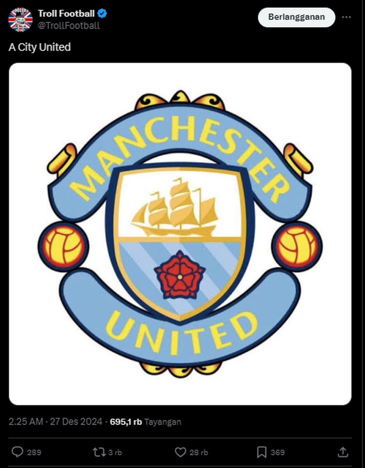 Meme Man United Kalah 0-2 dari Wolves, Diminta Merger dengan Man City Manchester United kalah dari Woves dengan skor akhir 0-2. Netizen meminta supaya tim berjuluk Setan Merah merger dengan Manchester City.