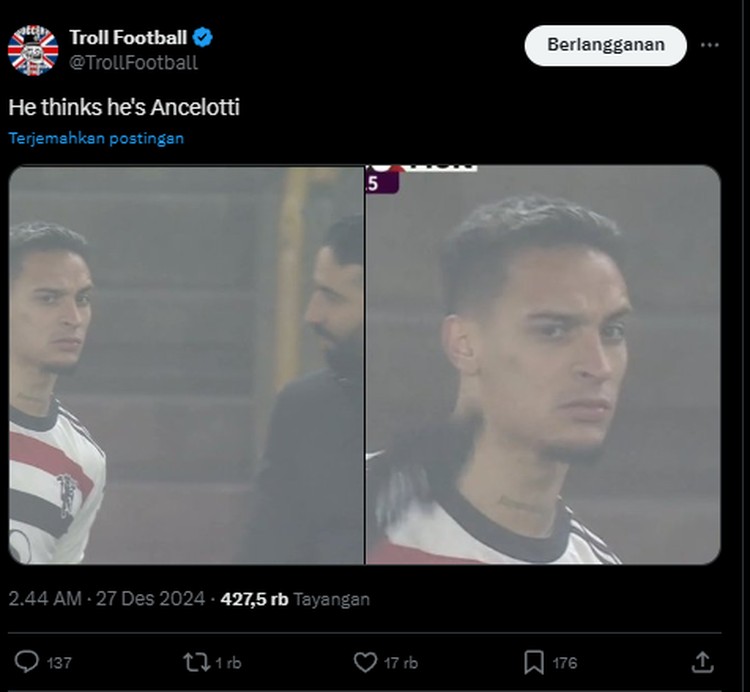 Meme Man United Kalah 0-2 dari Wolves, Diminta Merger dengan Man City Manchester United kalah dari Woves dengan skor akhir 0-2. Netizen meminta supaya tim berjuluk Setan Merah merger dengan Manchester City.