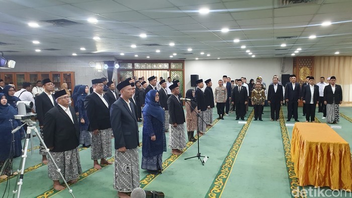 Pelantikan pejabat eselon II dan III BP Haji di Kantor Kemenag Jakarta, Senin (30/12/2024).