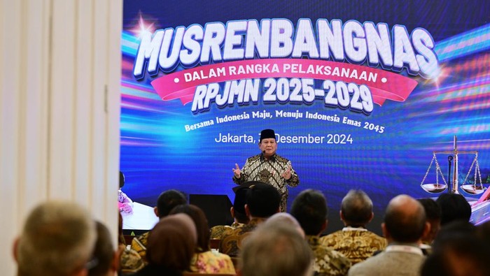 Prabowo di acara Musrenbang RPJMN 2025-2029.