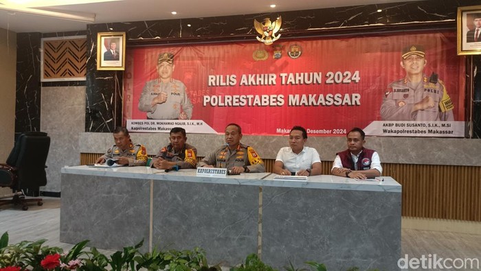 Rilis akhir tahun 2024 Polrestabes Makassar.