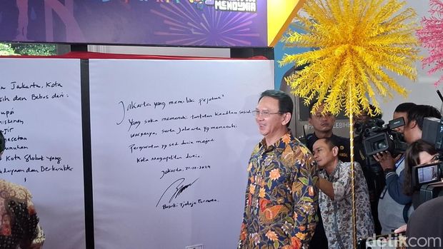 Eks Gubernur DKI Jakarta Basuki Tjahaja Purnama (Ahok) berharap Jakarta menjadi kota modern dan memiliki pemimpin yang visioner. (Taufiq S/detikcom)