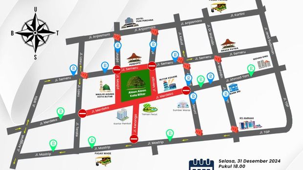 Jalan Kota Blitar Ditutup, 372 Personel Disiagakan Amankan Pesta Kembang Api