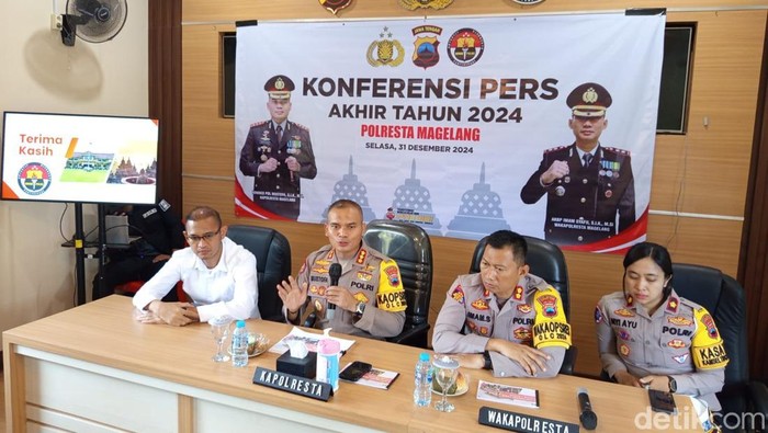 Konferensi Pers Akhir Tahun 2024 Polresta Magelang, Selasa (31/12/2024).