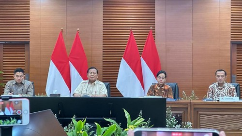 Konferensi pers Prabowo soal UU HPP di Kemenkeu (Isal/detikcom)