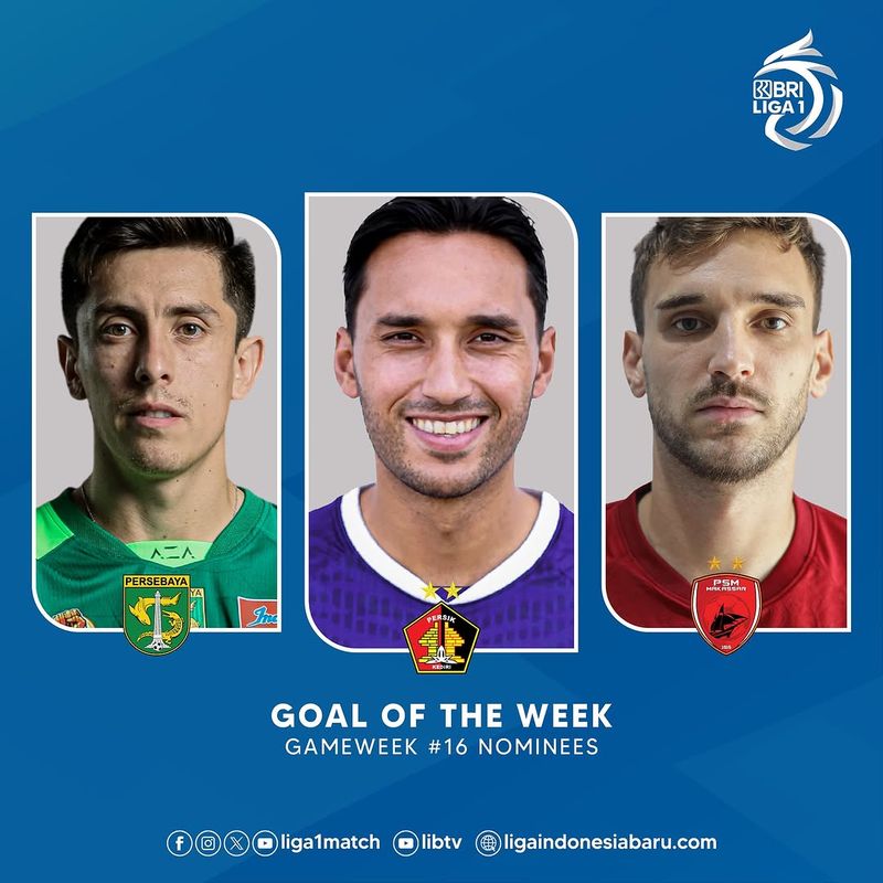 Nominasi gol terbaik pekan ke-16 Liga 1 2024/2025.