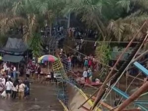 Jembatan Gantung Wisata Sungai Malus Lubuklinggau Putus, Puluhan Orang Terluka