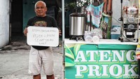 Ateng penjual es teh berharap selalu sehat di tahun 2025.
