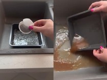 Hanya Pakai Kantong Teh, Loyang Berminyak Bisa Kinclong