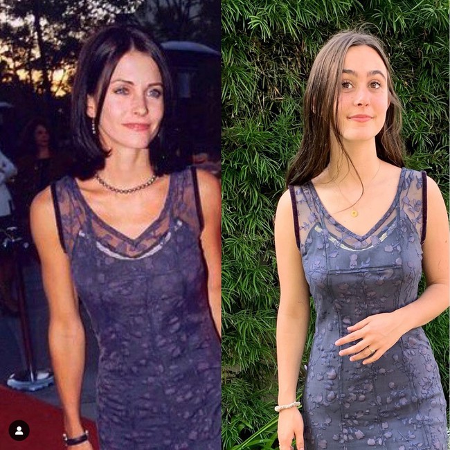 Putri Courteney Cox dan David Arquette, Coco Arquette, mengenakan gaun Betsey Johnson milik sang ibu. Dia memperlihatkan OOTD di Instagram pada 2019. Foto: Instagram