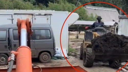 I Komang Sudiarna (50), PMI ilegal asal Lingkungan Bilukpoh, Kelurahan Tegalcangkring, Kecamatan Mendoyo, Jembrana, Bali, saat bekerja di peternakan babi Jepang. (Dok. Disnakerperin Jembrana)