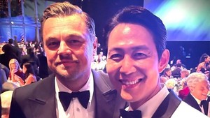 Momen Lee Jung Jae ketemu Leonardo DiCaprio. (Foto: Instagram) Momen Lee Jung Jae ketemu Leonardo DiCaprio. (Foto: Instagram)
