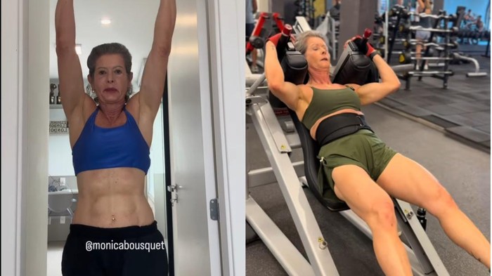 Monica Bousquet, nenek 62 tahun yang tetap aktif berolahraga ke gym.