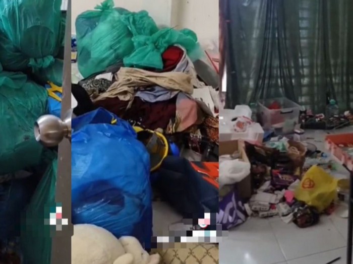 Situasi kamar sewa yang penuh dengan sampah, mendadak viral.