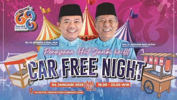 Pemprov Jambi akan menggelar car free night malam ini.