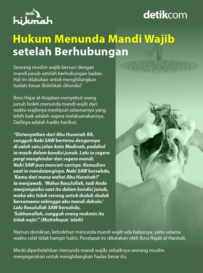 Infografis hukum menunda mandi wajib setelah berhubungan Infografis hukum menunda mandi wajib setelah berhubungan