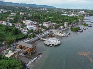 Penampakan dari Udara Pembangunan Malalayang Beach Walk Tahap II di Manado