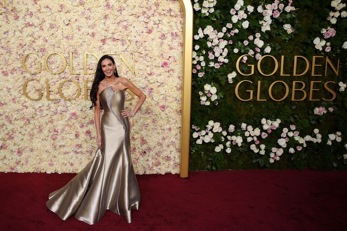 Demi Moore attends the 82nd Golden Globe Awards in Beverly Hills, California, U.S., January 5, 2025. REUTERS/Daniel Cole