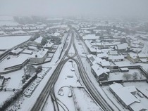 Foto Udara Kawasan Cashel Irlandia Tertutup Salju