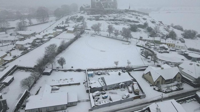 A drone view shows snow-covered fields in Cashel, Ireland, January 5, 2025. REUTERS/Emilija Jefremova