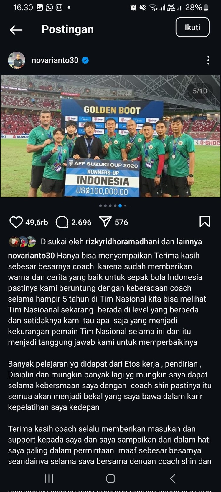 Pemain Timnas Jay Idzes, Nathan Hingga Asnawi Ucapkan Terimkasih STY