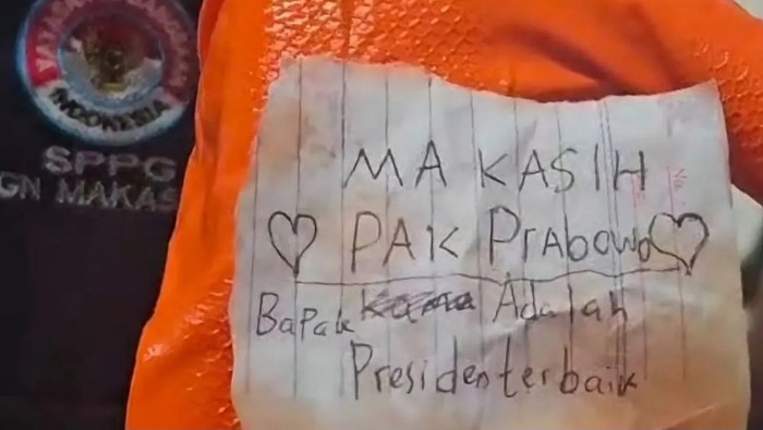 Surat dari anak SD untuk Prabowo