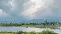 perpaduan antara hamparan rumput hijau dan luasnya danau