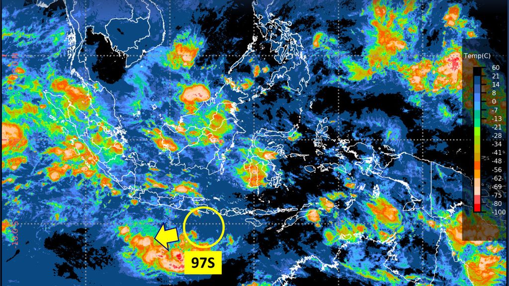 Bibit Siklon Tropis 97S terdeteksi, Selasa (7/1/2025). (Dok. BMKG)