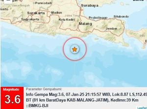 Gempa M 3,6 Guncang Malang