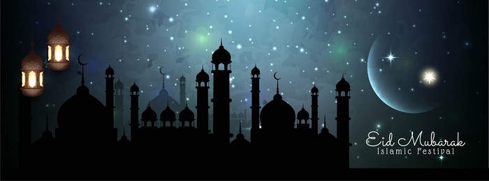 Abstract Eid Mubarak Islamic banner design vector