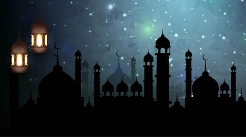 Abstract Eid Mubarak Islamic banner design vector