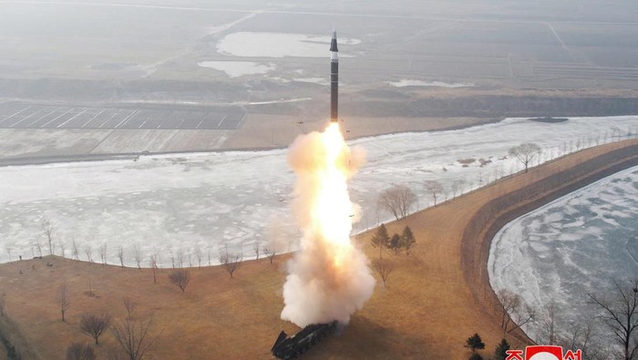 A missile flies during what state media KCNA says is a test of a new intermediate-range hypersonic ballistic missile at an undisclosed location January 6, 2025, in this photo released on January 7, 2025 by North Koreas official Korean Central News Agency.   KCNA via REUTERS    ATTENTION EDITORS - THIS IMAGE WAS PROVIDED BY A THIRD PARTY. REUTERS IS UNABLE TO INDEPENDENTLY VERIFY THIS IMAGE. NO THIRD PARTY SALES. SOUTH KOREA OUT. NO COMMERCIAL OR EDITORIAL SALES IN SOUTH KOREA.