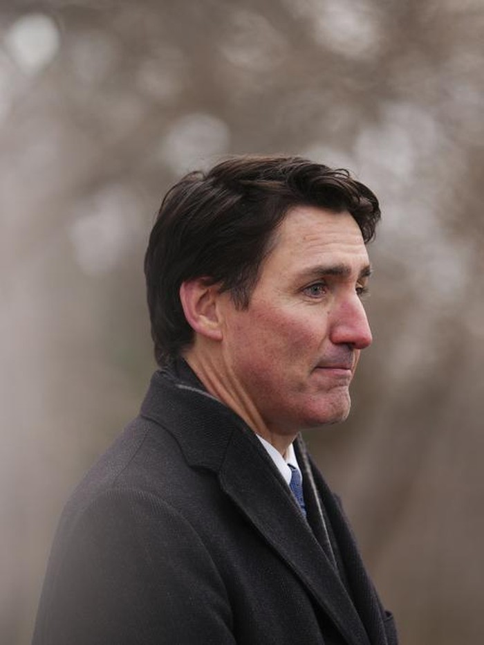Canada Prime Minister Justin Trudeau announces his resignation as Liberal leader and prime minister outside Rideau Cottage in Ottawa on Monday, Jan. 6, 2025. (Sean Kilpatrick/The Canadian Press via AP)