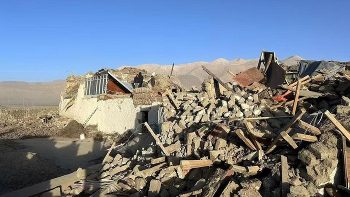 Damaged houses are pictured after an earthquake at a village in Shigatse, Tibet Autonomous Region, China January 7, 2025. Xinhua via REUTERS Purchase Licensing Rights