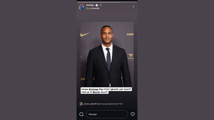 Unggahan Insta Story Victor Igbonefo.