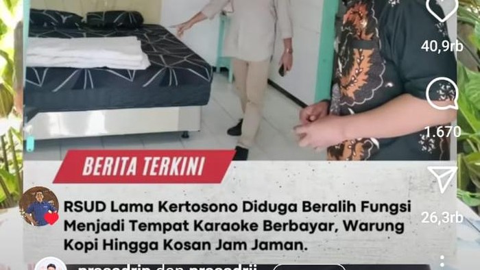 Video viral RSUD Kertosono lama Nganjuk jadi tempat karaoke.