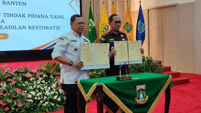 Kejati-Pemorov Banten teken MoU untuk penerima restorative justice (Bahtiar/detikcom)