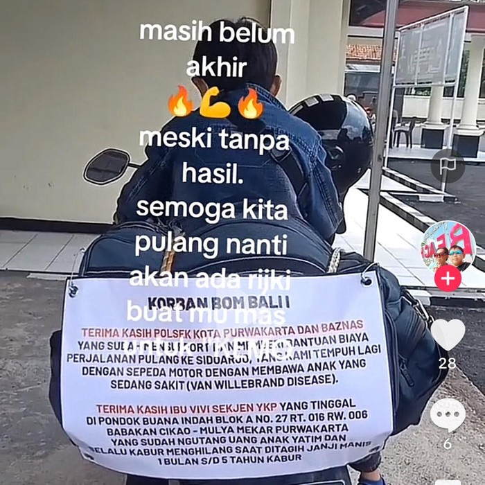 Kiriman TikTok Chusnul Chotimah, Penyintas Bom Bali I saat menagih utang hingga ke Purwakarta demi obati anaknya.