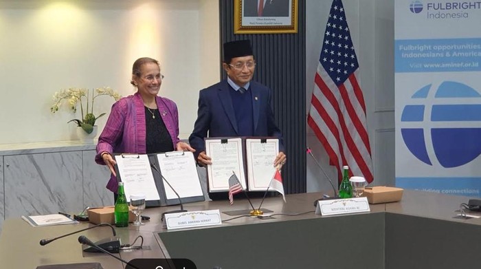 Pertemuan Menag RI dan Dubes AS dalam rangka menjalin kerjasama beasiswa Fulbright untuk pendidikan agama, Jakarta 8/1/2024.