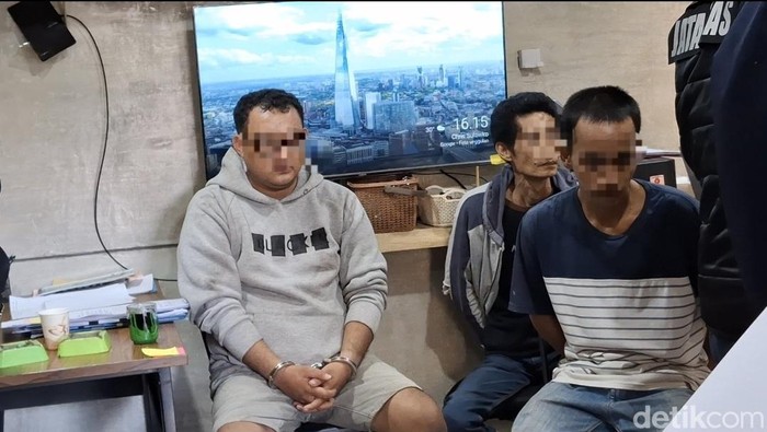 Tiga terduga pelaku penodongan ASN Dinkes Sumsel.