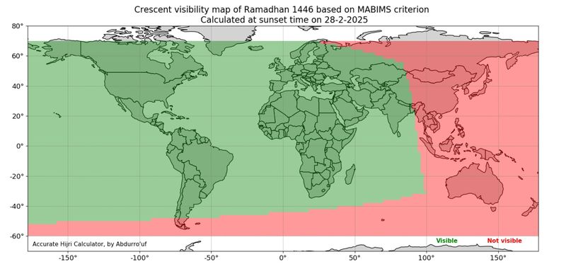 1 Ramadan 1446 H berdasarkan kriteria MABIMS.