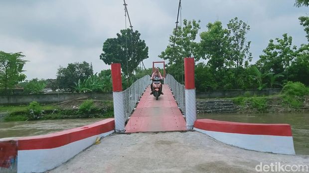 Jembatan gantung Modran, Klaten. Foto diambil Kamis (9/1/2025).